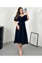Black Flounce Sleeves, Elastic Waist, Lined Aerobin Linen Summer Dress 5833