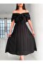 Black Flounce Sleeves, Elastic Waist, Lined Aerobin Linen Summer Dress 5833 - 4