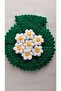 Hand Knitted Green Daisy Field Daily Dowry Long Round Pouch 3-Piece Bathroom Washcloth Set - 3