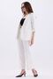 Women's Striped Collapsible Double-Breasted Blazer Jacket and Trousers Classic Two-Piece Set - 2