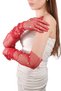 Elegant Chic Bridal Costume Wedding Gloves with Pearls Long Tulle Gloves for Special Occasions Red - 4