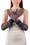 Elegant Chic Pearls Bridal Costume Wedding Gloves Long Tulle Gloves for Special Occasions Navy Blue - 4