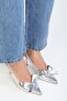 Women's Fiorella Silver Shiny Bow Heeled Stiletto - 2