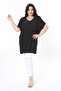 Women's Large Size Black V-Neck Thin Fabric Low Sleeve Long Blouse 65N37999 - 8