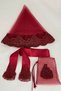 Burgundy Bridal Veil Set, Elegant Lacing, Hand Rose, Groom Shoulder Cover, Jewelry Ribbon, Henna Shawl, 10 Pieces - 6