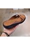 Women's Inside-Outside Genuine Leather Orthopedic Massage Sole Crossed Tan Slippers - 7