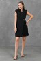 Cropped Jacket with Pleated Skirt Collar Wrap Cut Tulle Detailed Short Black Dress 24K2179 - 7