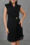 Cropped Jacket with Pleated Skirt Collar Wrap Cut Tulle Detailed Short Black Dress 24K2179 - 5