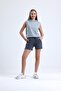 Gray Melange Sleeveless Hooded Crop Athlete T-Shirt - 2