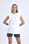 White Sleeveless Hooded Athlete T-Shirt - 3