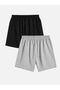 Unisex Prisma Mountain Minimal Design Printed Shorts - Oversize Summer Combed Cotton Short Elastic High Waist - 2