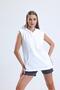 White Sleeveless Hooded Athlete T-Shirt - 4