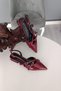 Burgundy Patent Leather 2 cm Double Belted Daily Women's Ballerina Shoes
