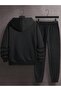 Men's Printed Oversize Tracksuit Set - Hooded Sweat Jogger Sweatpants - 3