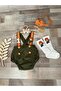 Handmade Little Prince Concept Khaki Orange Baby Boy 1 Year Birthday Salopet - 7