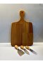 Wooden Beech Cheese Serving Board, Light Colored, with Blades - 6