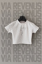 Cat Printed Slim Fit Crew Neck Lycra White Crop