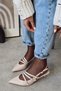 Serena Pointed Toe Three-Stripe Buckle Beige Nude Patent Leather Heeled Women's Shoes