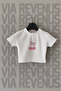 Cherry - Cherry Printed Slim Fit Crew Neck Lycra White Crop 2024 Fashion Coquette