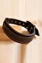Handcrafted Single Belt Antique Brown Men's Leather Bracelet - 3