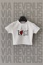 Volleyball Printed Slim Fit Crew Neck Stretch Fabric White Cropped
