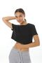 Step Black Women's Cotton Crop Loose T-shirt