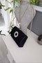 Black Pleated Satin Square Evening Bag with Sun Accessory and Flap Bag for Women - 2