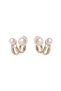Korean Simple Irregular Design Pearl Stud Earrings for Women Fashion Geometric Gold Color Metal E... - 6
