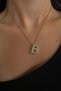 Stone Letter Necklace with Steel Chain - 2