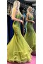 Women's Slim Fit Elegant Long Sequin Tulle Strap Back Low-cut Fishnet Evening Dress 72690 - 5