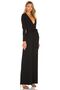 Women's Black V-Neck Silk Jersey Jumpsuit - 2