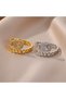 Zircon Belt Rings For Women Stainless Steel Adjustable Finger Ring Femme Geometric 2023 Wedding A... - 5