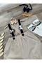 Carousel themed baby boy beige and navy shorts, dungarees , bow tie, and socks set. - 4