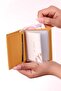 325 Unisex Genuine Leather Transparent Card Holder Wallet YELLOW - 4
