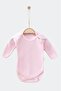 100% Organic Cotton Plain Pink 3-Piece Athlete Bodysuit - Long Sleeves - Snap Fasteners - 2