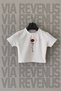 Love Yourself Printed Slim Fit Crew Neck Stretch Fabric White Cropped
