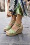 Nuno Women's Green Genuine Suede Espadrille Cross Sandals - 6