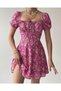 Pink Floral Patterned Chest Detailed Dress
