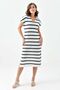 Women's Acrylic Fabric Shirt Collar Batwing Sleeve Sleeve Slit Detail Midi Dress 10097