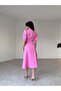Pearl Button Detail Half Sleeve Midi Dress - 2