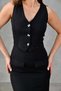 Vest and Skirt Look Slit Detail Midi Length Black Evening Dress 1866 - 5