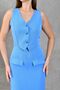 Midi length blue evening dress with vest and skirt look and slit detail 1866 - 7
