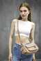 Women's Canvas Shoulder and Crossbody Bag with Unique Text and Side Pocket Detail - 8