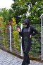Black Hijab Tracksuit Set with Silver Sequin Detail - 2