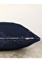 Navy Blue Background Floral Framed Digital Printed Decorative Raschel Knitted Pillow Throw Pillow Cover - 3