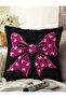 Black Background Pink Ribbon Design Digital Printed Decorative Raschel Knitted Pillow Throw Pillow Cover