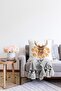 Gold Leaf Detailed Deer Design Digital Printed Decorative Raschel Knitted Pillow Throw Pillow Cover - 2