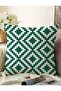 Digital Printed Decorative Raschel Knitted Pillow Cushion Cover with Green Geometric Drawing