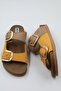 6104 Mink Mustard Genuine Leather Suede Women's Slippers - 4