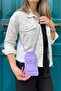 Women's Lilac Small Phone Bag Case with Shoulder Strap Hiking Bag with Card Compartment - 5